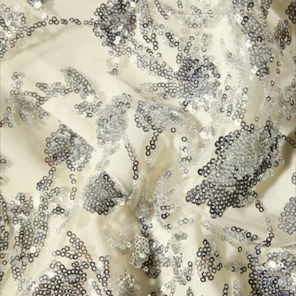 Self Portrait Dress Champagne Sequinned Midi Dress Size 8 - Picture 8 of 11